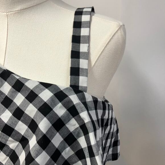 Calvin Klein Womens 8 Black Gingham One-shoulder Flounce Sheath Dress Spring - Picture 3 of 16